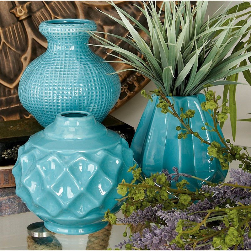 CosmoLiving by Cosmopolitan 3 Piece Ceramic Vase Set & Reviews Wayfair